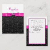 ブラック、ホットピンク、ホワイトの披露宴カード エンクロージャーカード (正面/裏面)