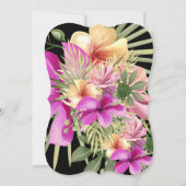 ブラック ホット ピンク ハイビスカス トロピカル フラワーパーティー 招待状 (裏面)