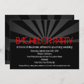 ブラック ホット レッド ライトズ 結婚前パーティー招待状 招待状 (正面/裏面)