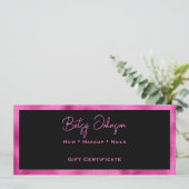 ブラック&ホッフェイクトピンクフォイル商品券カード 招待状 (スタンド正面)