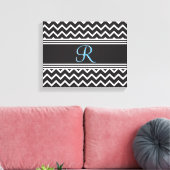 ブラック |ホワイシェブロンゴシック キャンバスプリント (インサイチュ (リビング))