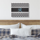 ブラック |ホワイシェブロンゴシック キャンバスプリント (インサイチュ (寝室))