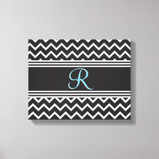 ブラック |ホワイシェブロンゴシック キャンバスプリント (正面)