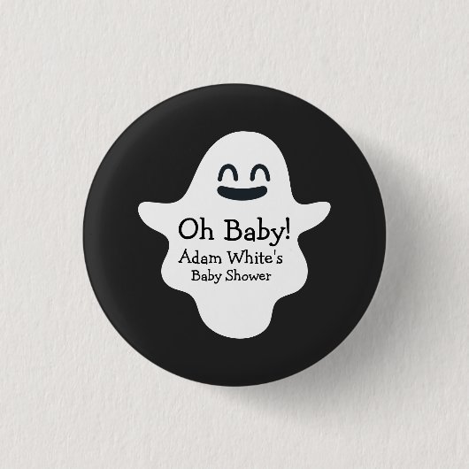 ブラック&ホワイトああベビー!幽霊ハロウィーンベイビーシャワー 缶バッジ (正面)