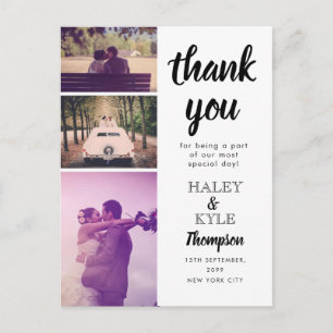 ブラック&ホワイトありがとう結婚のフォトポストカード ポストカード