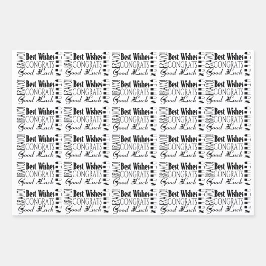 ブラック/ホワイトおめでとう最高のウィズ大事な行事 ラッピングペーパーシート (正面3)