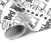 ブラック/ホワイトおめでとう最高のウィズ大事な行事 ラッピングペーパー (ロールコーナー)