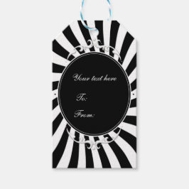 ブラック&ホワイトお洒落ズストライプサーカスカーニバル ギフトタグ