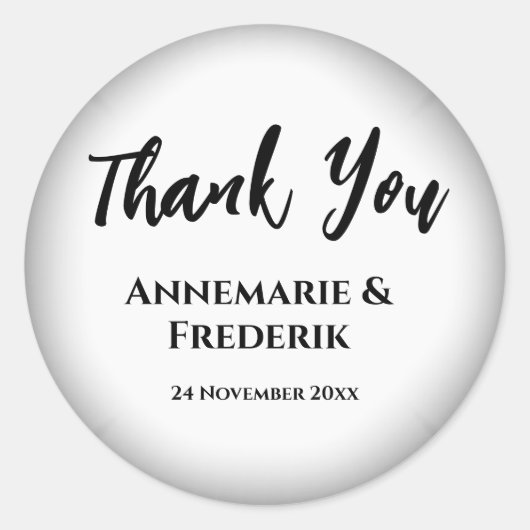 ブラック&ホワイトお礼ステッ結婚カー ラウンドシール (正面)