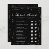 ブラック&ホワイトと彼は言った。彼女はブライダルシャワーゲームを言った (正面/裏面)