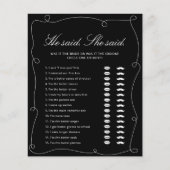 ブラック&ホワイトと彼は言った。彼女はブライダルシャワーゲームを言った (正面)