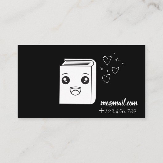 ブラック&ホワイトのかわいい英語教師 ESL 名刺 (裏面)