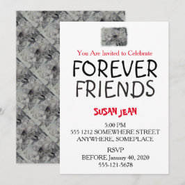 ブラック＆ホワイトのアマリリスパーティー招待状 招待状