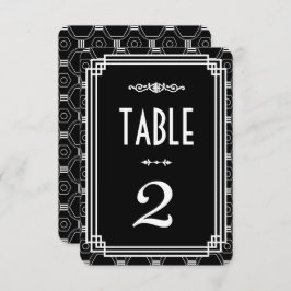 ブラック＆ホワイトのアートデコ ウェディングテーブルナンバー 招待状