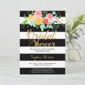 ブラック＆ホワイトのウェディングシャワー招待状 招待状 (スタンド正面)