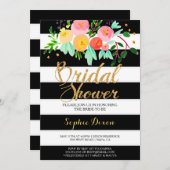 ブラック＆ホワイトのウェディングシャワー招待状 招待状 (正面/裏面)