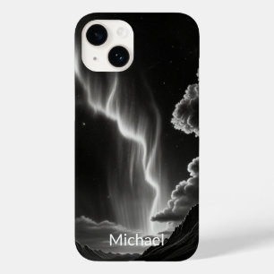 ブラック&ホワイトのオーロラのパーソナライズ名 Case-Mate iPhone 14ケース