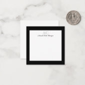 ブラック＆ホワイトのカスタマイズモノグラム名前 ノートカード (正面/裏面インサイチュ)