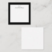 ブラック＆ホワイトのカスタマイズモノグラム名前 ノートカード (正面/裏面)