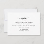 ブラック&ホワイトのカリグラフィー結婚式の受付カード 招待状 (正面)