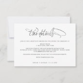 ブラック＆ホワイトのカリグラフィー結婚式詳細カード 招待状 (正面)
