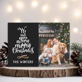 ブラック＆ホワイトのクリスマスツリー文字の写真 シーズンカード