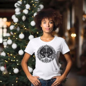 ブラック＆ホワイトのクリスマスデザイン Tシャツ