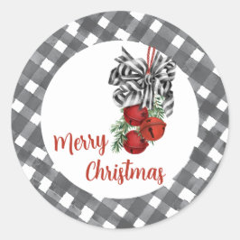 ブラック＆ホワイトのクリスマス ラウンドシール