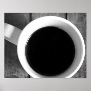 ブラック&ホワイトのコーヒーカップ16x20 ポスター