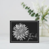 ブラック/ホワイトのサボテン ダリア ブラック背景 サンクス ポストカード (スタンド正面)