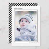 ブラック＆ホワイトのストライプが入ったハヌカの家族写真 シーズンカード (正面/裏面)