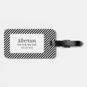 ブラック&ホワイトのストライプモノグラム荷物タグ ラゲッジタグ (裏面横)