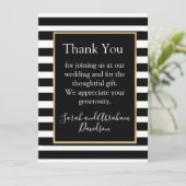 ブラック&ホワイトのストライプ ありがとうカード(プリフィル済) 招待状 (スタンド正面)