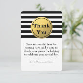 ブラック&ホワイトのストライプ ゴールドホイル サンクスカード 招待状 (スタンド正面)