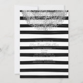 ブラック&ホワイトのストライプ&シルバーの円の招待状 招待状 (正面)