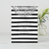 ブラック&ホワイトのストライプ&シルバーの円の招待状 招待状 (スタンド正面)