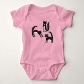 ブラック＆ホワイトのスーツ猫 ベビーボディスーツ (正面)