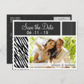 ブラック & ホワイトのゼブラストライプ 案内ポストカード (正面/裏面)