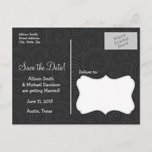 ブラック & ホワイトのゼブラストライプ 案内ポストカード (裏面)