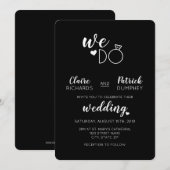 ブラック＆ホワイトのタイポグラフィー結婚式招待状 招待状 (正面/裏面)