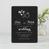 ブラック＆ホワイトのタイポグラフィー結婚式招待状 招待状 (スタンド正面)