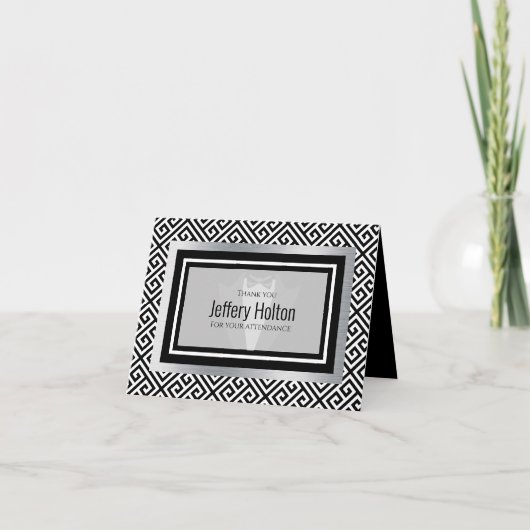 ブラック・ホワイトのタキシード、ブラックの蝶ネクタイ、ネクタイ、フォーマル サンキューカード (正面)