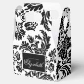 ブラック&ホワイトのダマスクの花嫁メイド フェイバーボックス (オープン)