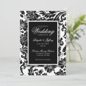 ブラック&ホワイトのダマスクフォーマルカスタムウェディング 招待状 (スタンド正面)