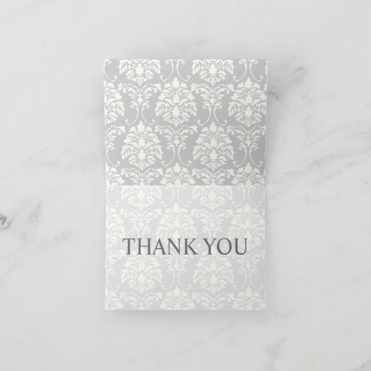 ブラック&ホワイトのダマスク感謝カード サンキューカード (内部)