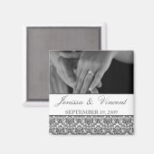 ブラック&ホワイトのダマスク日付マグネットを保存 マグネット (正面/裏面)