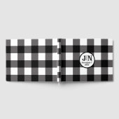 ブラック＆ホワイトのチェック柄のスクエア バッファロープレイド ゲストブック (全面)