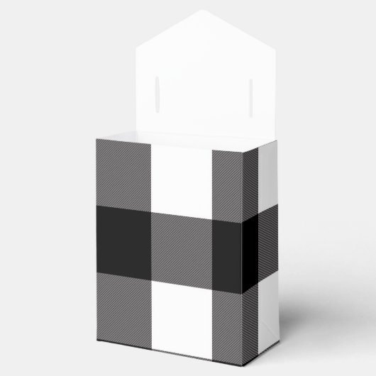 ブラック＆ホワイトのチェック柄のスクエア バッファロープレイド フェイバーボックス (オープン)