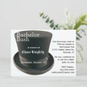 ブラック＆ホワイトのトップハット独身パーティーの招待状 招待状 (スタンド正面)