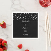 ブラック&ホワイトのナプキンにシック結婚パール スタンダードカクテルナプキン (インサイチュ)